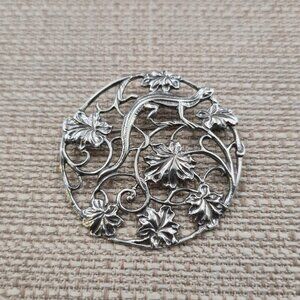 Sterling Silver Lizard And Leaves Pendant Pin Brooch B987
